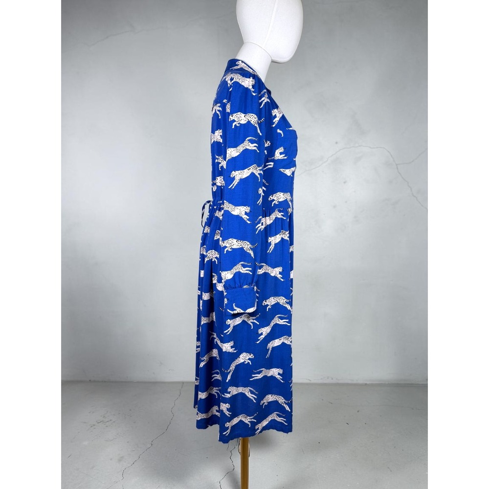 Anorak Love Print Love Planet Blue Leopard Shirt Dress Ecovero Womens M/Us8 View 2